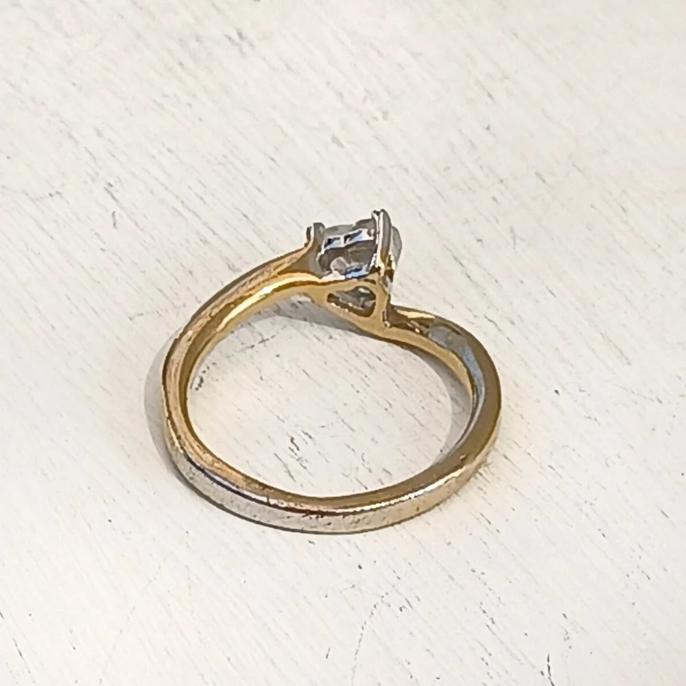 14K GE ESPO (Joseph Esposito) Heart Shape CZ Stone Gold Ring - Picture 2 of 8